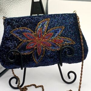 Cobalt Blue Beaded Handbag/Clutch